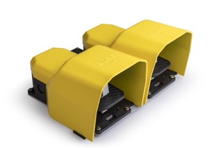 PDK Serisi Metal Korumalı 2*(1NO+1NC)+(1NO+1NC) Taşıma Kol Delikli İki Kademeli Çiftli Sarı Plastik Pedal